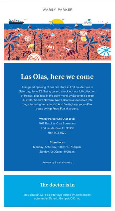 Warby Parker Las Olas - Grand Opening - Saturday, June 22th