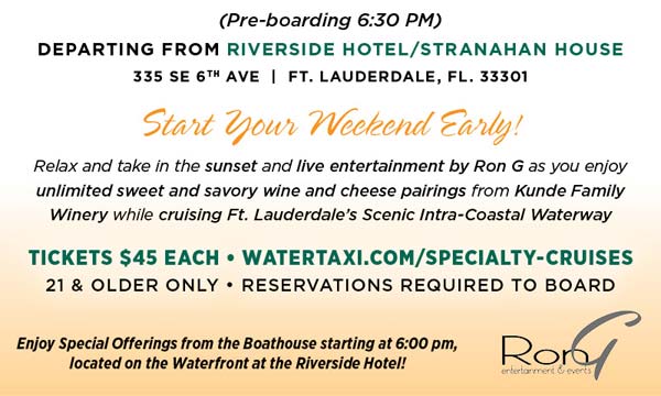 Water Taxi Sunset Wine & Cheese Cruise | October 16th 6:30pm to 8:30pm