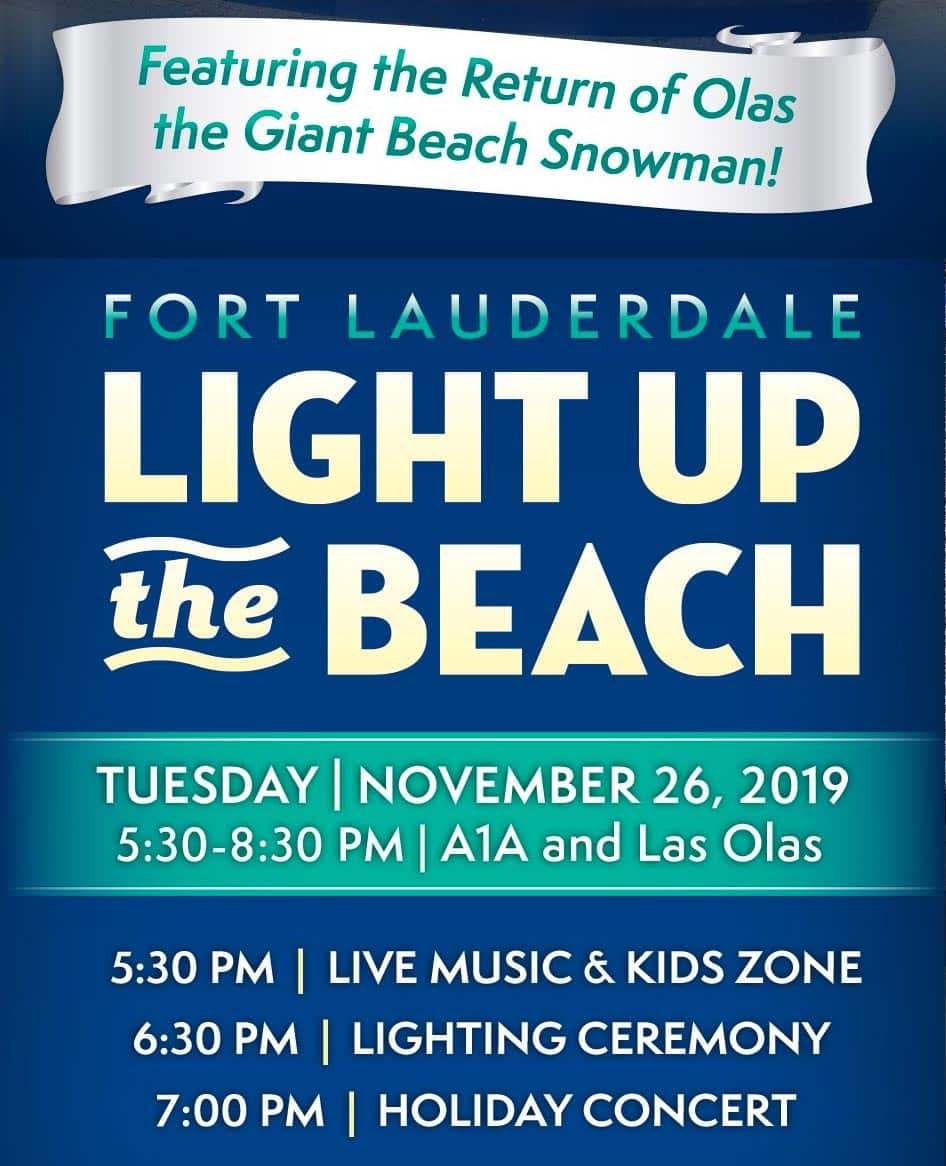 Light Up The Beach | Tuesday, November 26th at 5:30pm | Las Olas Beach Fort Lauderdale