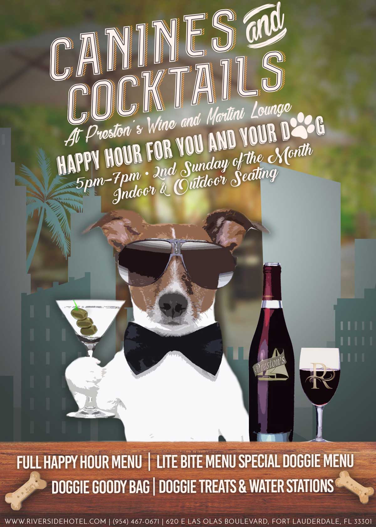 Canines & Cocktails Happy Hour at Preston’s Lounge | The Riverside Hotel