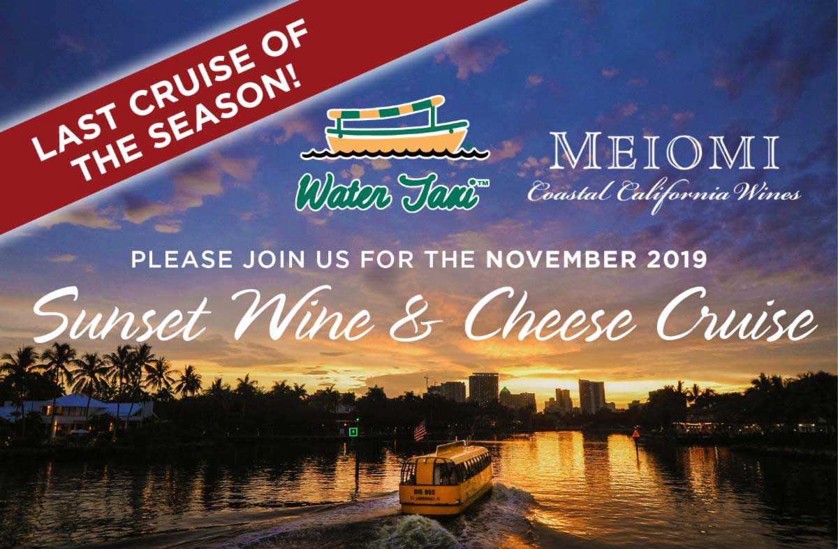 Water Taxi Sunset Wine & Cheese Cruise | November 13th @ 6:30pm to 8:30pm