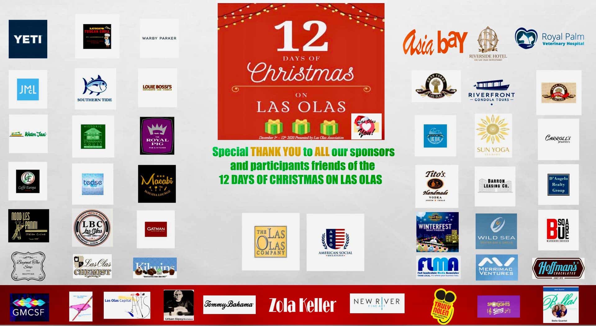 Thank You To All Our Sponsors - 12 Days of Christmas on Las Olas