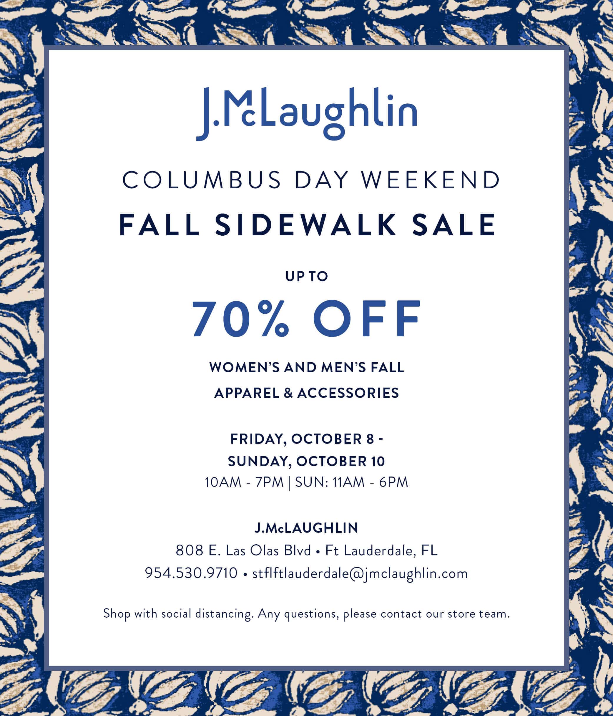 J.McLaughlin - Columbus Day Weekend FALL Sidewalk Sale up to 70% Off