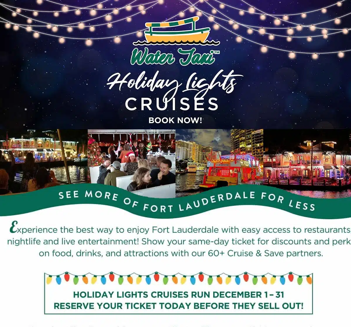 Las Olas Fort Lauderdale Water Taxi Holiday Lights
