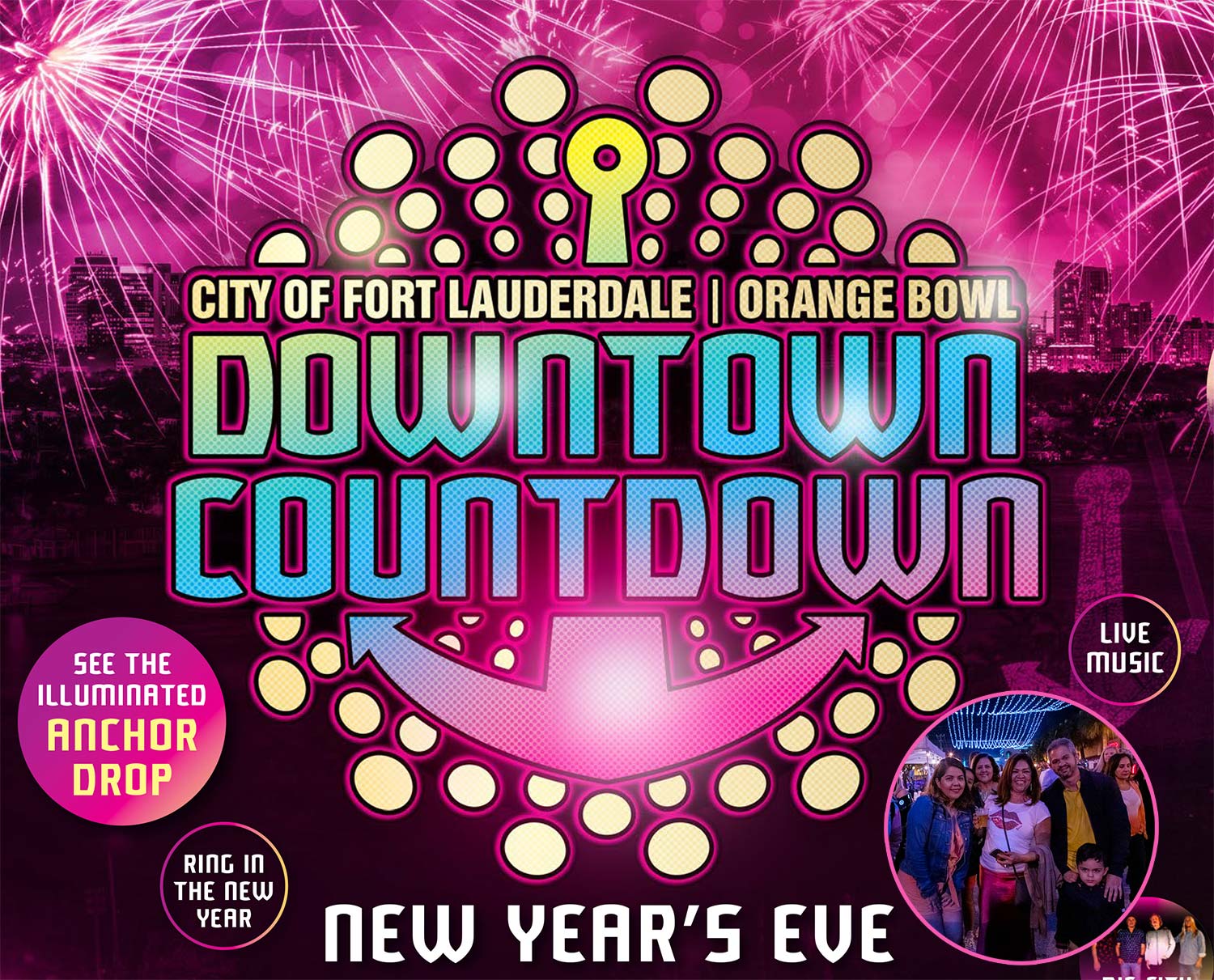 New Year’s Eve celebrations in Florida, the Fort Lauderdale Orange Bowl Downtown Countdown