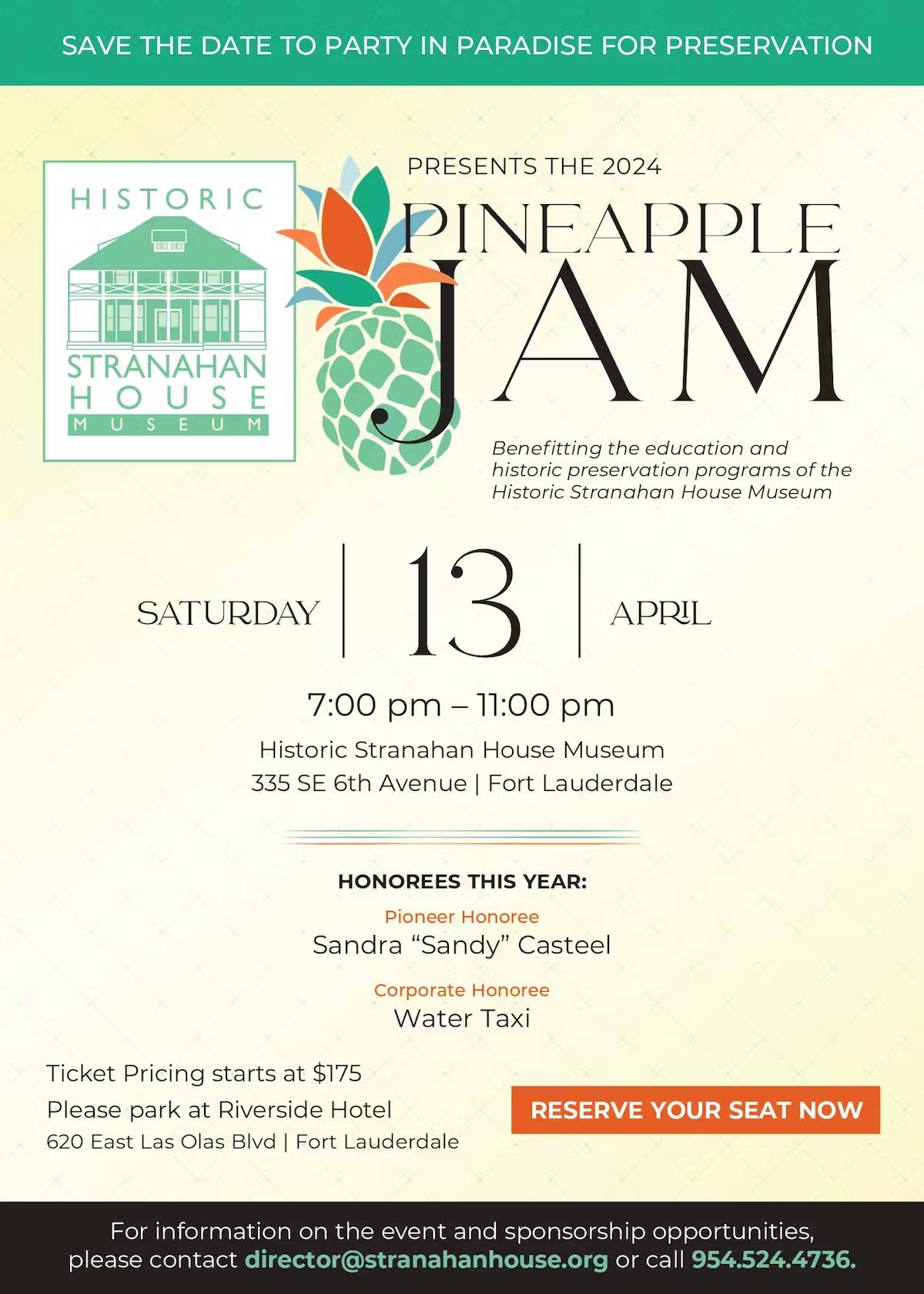 Las Olas Stranahan House - 2024 Pineapple Jam - Saturday, April 13th 7pm-11pm
