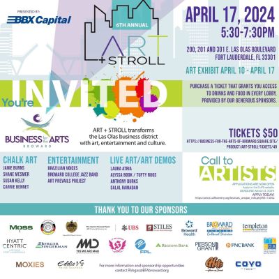 Enjoy a Night at the Gallery During 6th Annual Art + Stroll Business for the Arts of Broward’s annual art exhibit set for April 17