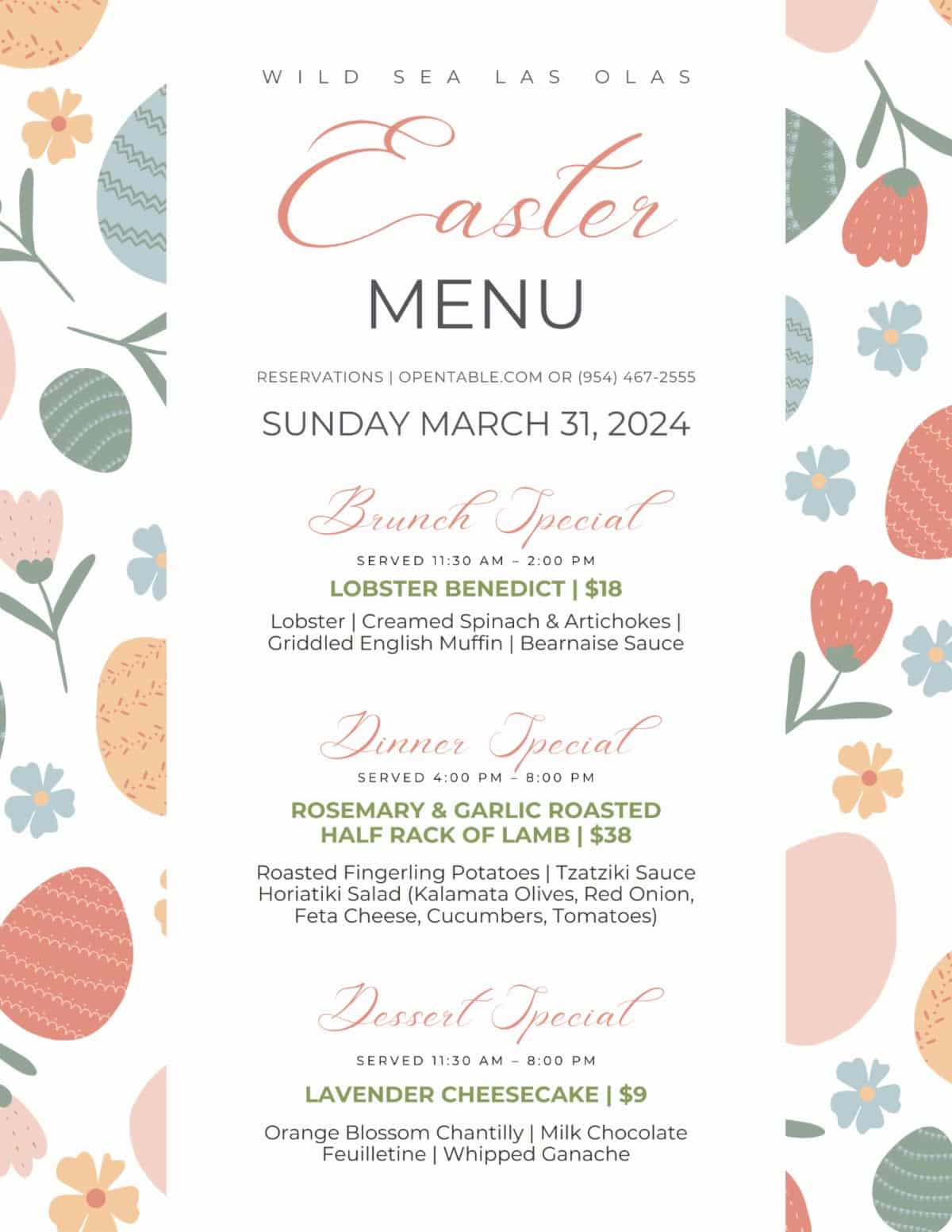 Hop Into Easter with a Memorable Meal at Wild Sea Las Olas!
